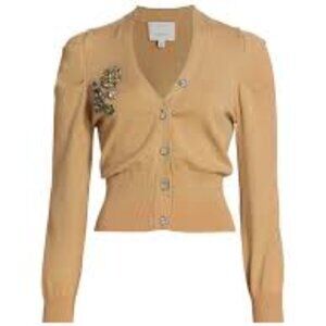 Cinq à Sept Tan Embellished Cardigan